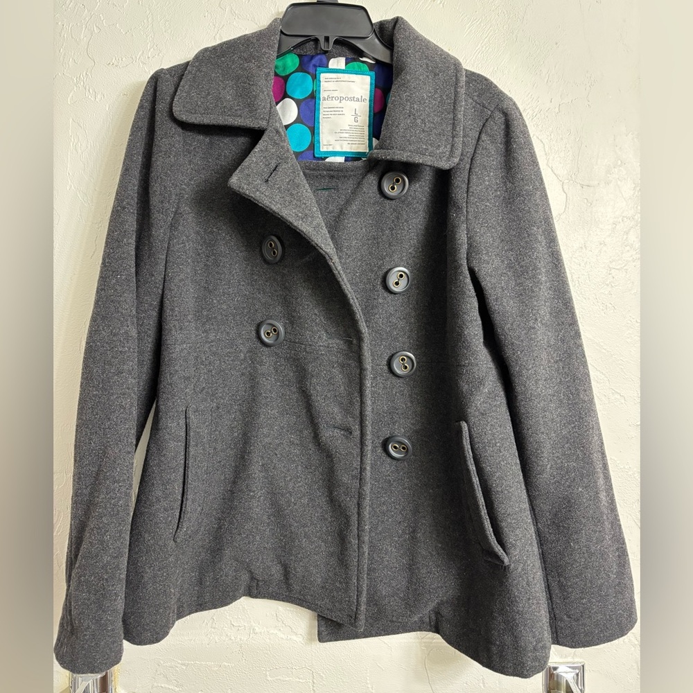 Vintage Y2K grey Aeropostale pea coat